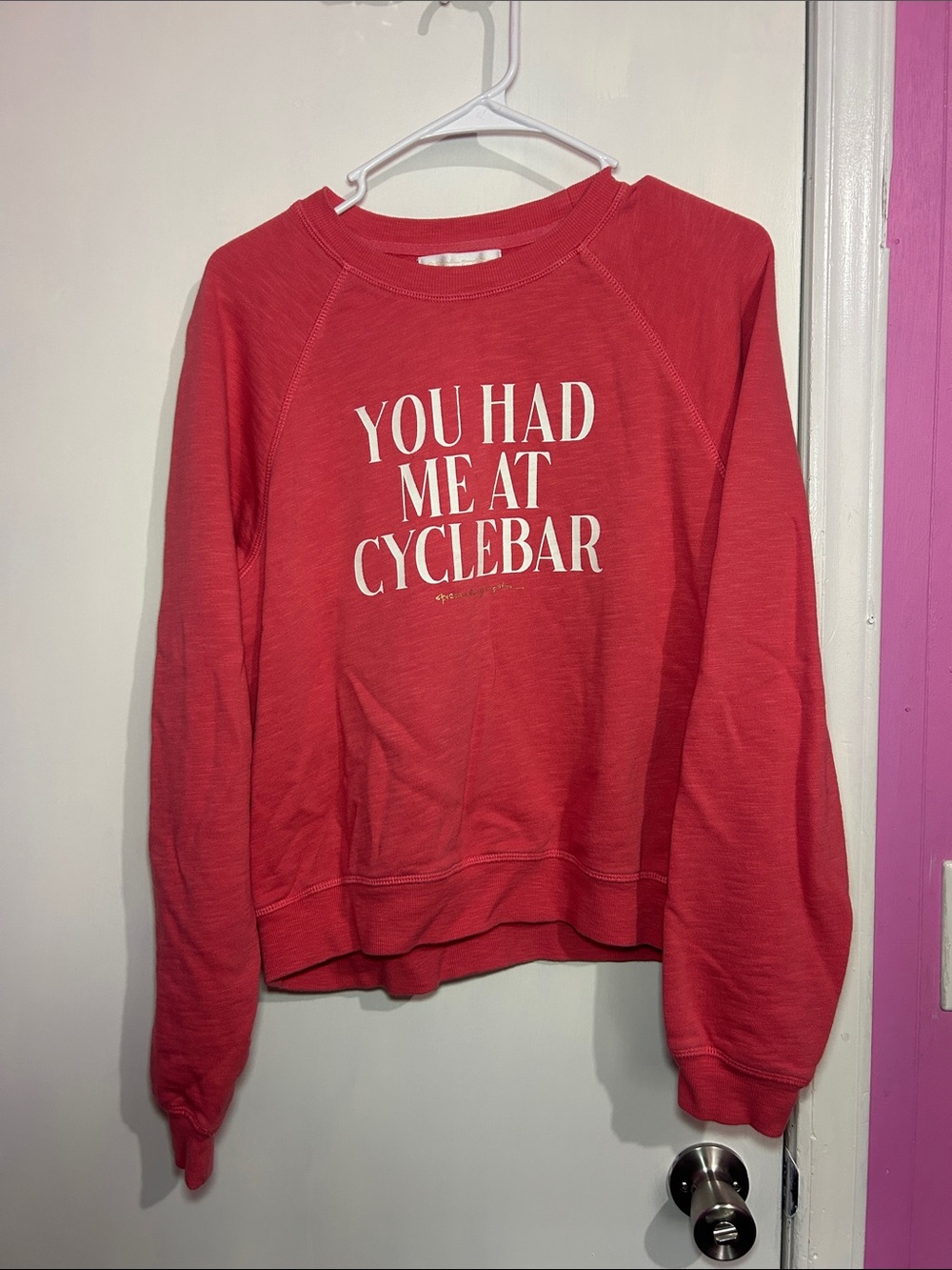Spiritual Gangster Coral Crewneck Sweatshirt with White Script